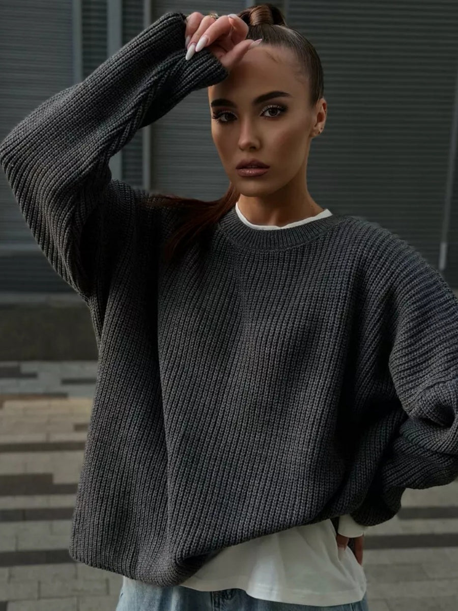 Liber Autumn women's plain solid color pullover long-sleeved sweater