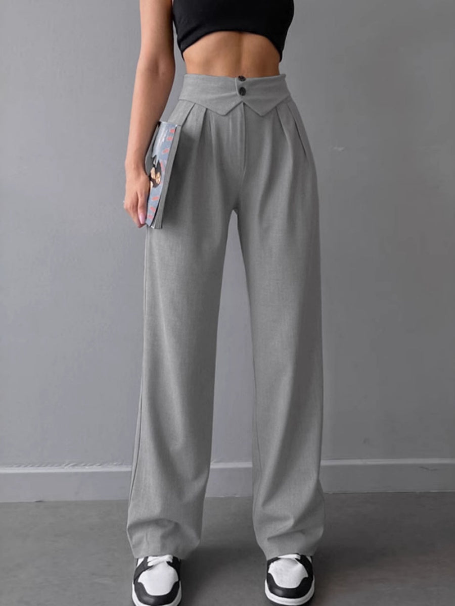 Straight-leg button-down trousers