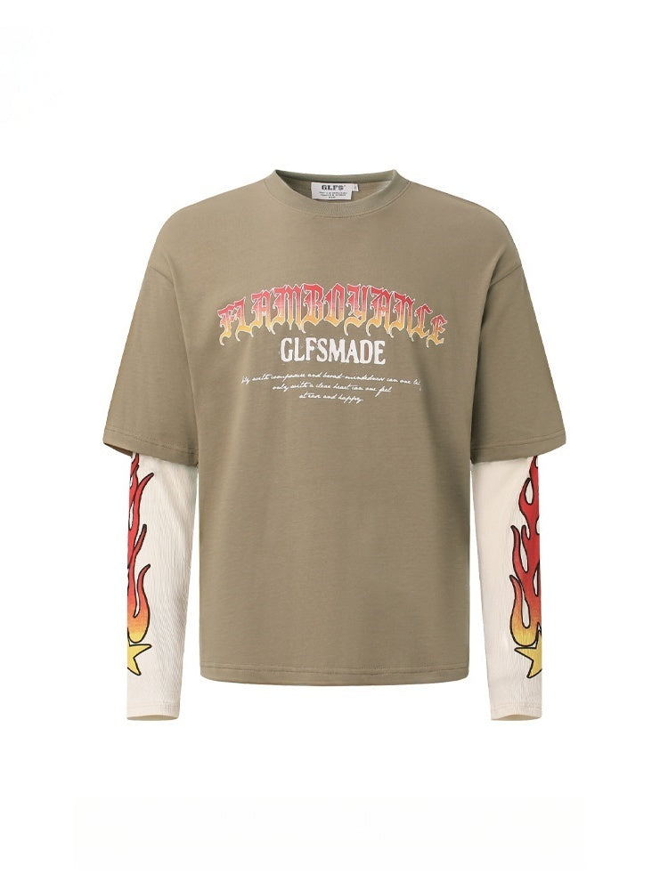 Liber Autumn Neutral wear Color matching Printed T-shirts