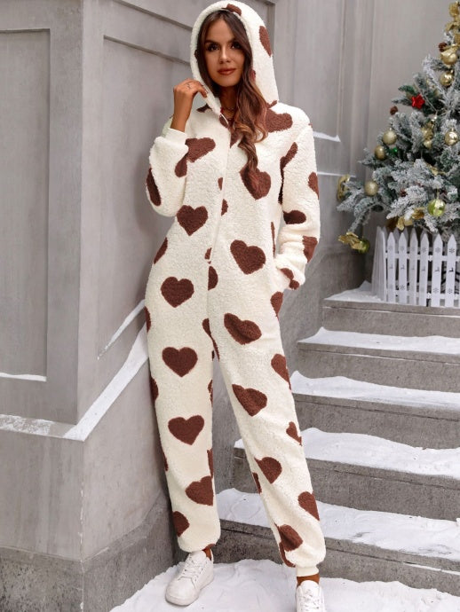 Jumpsuit Pockets Hooded Pajamas