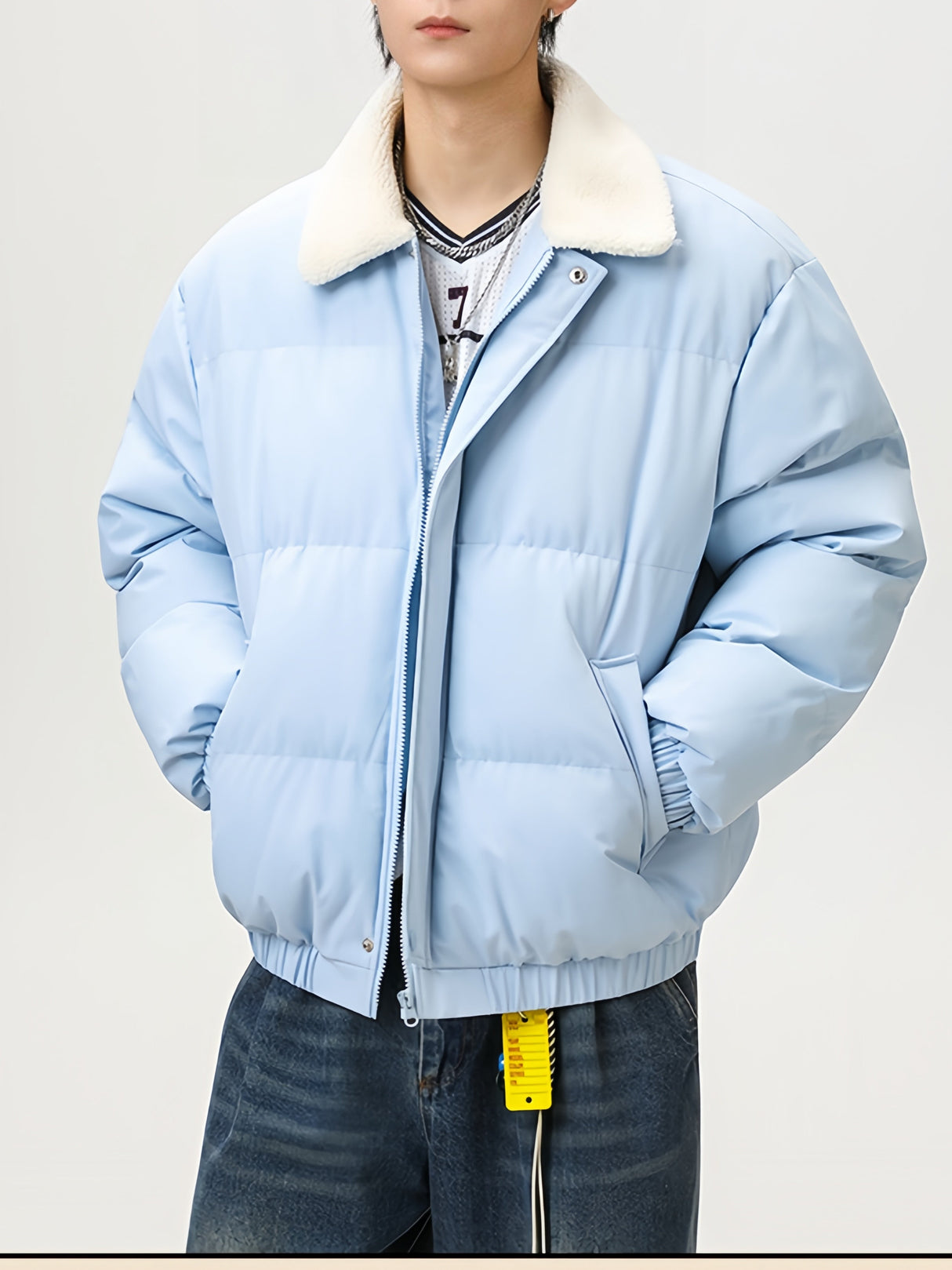 Comfortable And Casual Faux Lambswool Lapel Cotton Coat