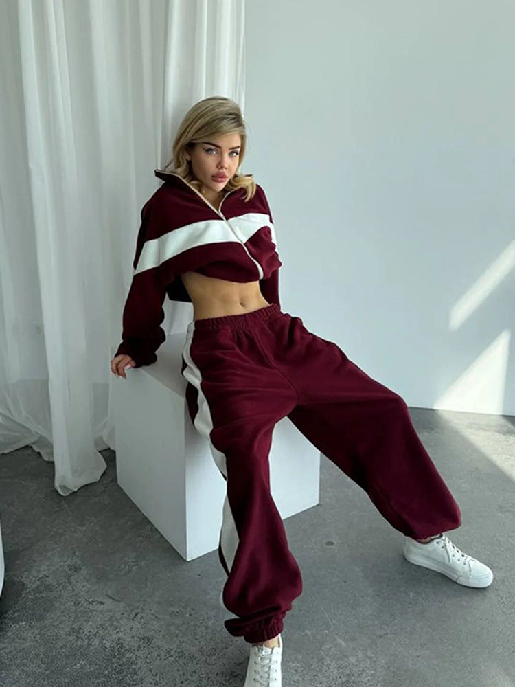 Fashionable Casual Sportswear Set, Zip-up Cardigan And Trousers, Two-piece Set