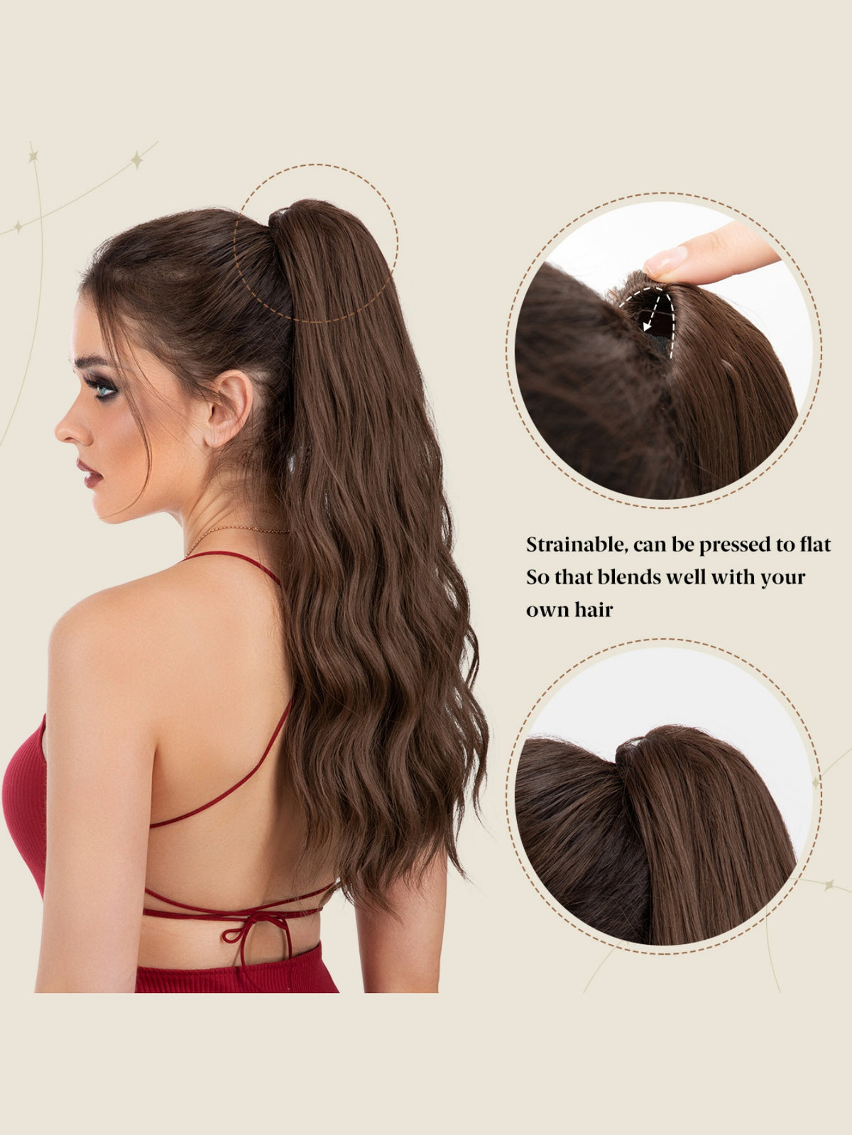 Big Wavy Ponytail Hair Extension Wig