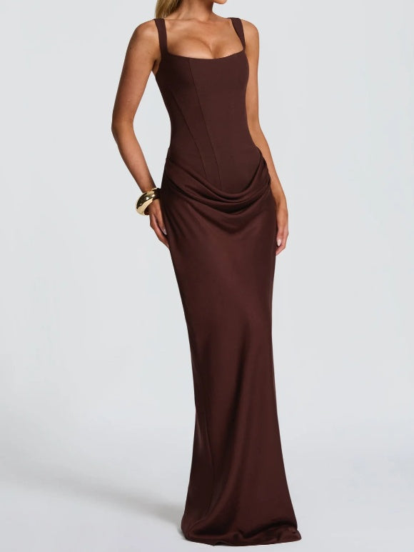 Sexy Pleated Halter-neck Fishtail Design Elegant Strapless Bodycon Dress