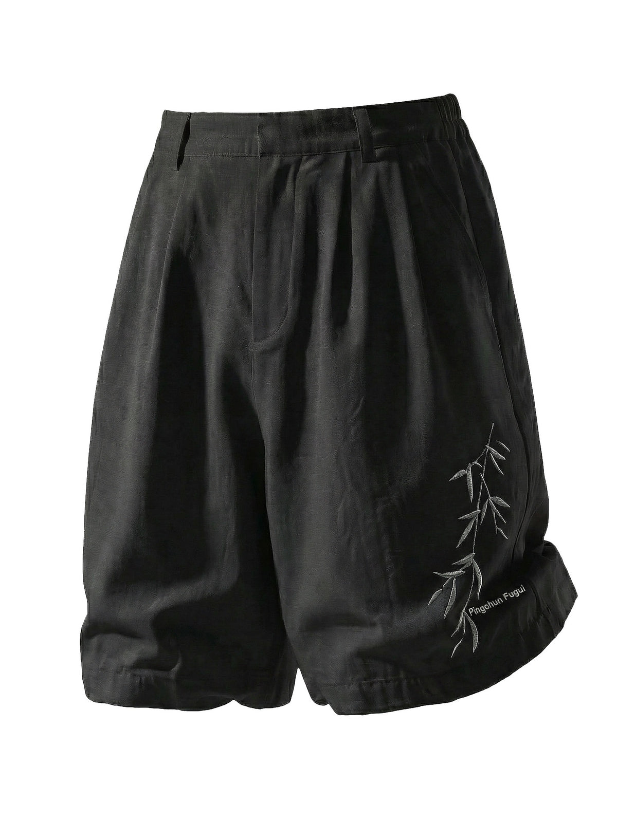 Imitation Linen Texture Printed New Chinese Style Five Points Shorts