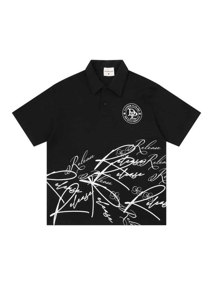 Graffiti Printed Vibe Hip Hop Loose-fit POLO Shirt