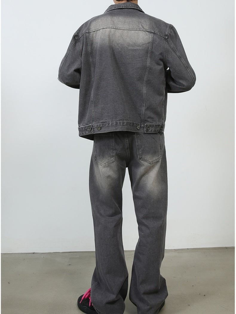 Retro Washed Denim Loose-fit Pants