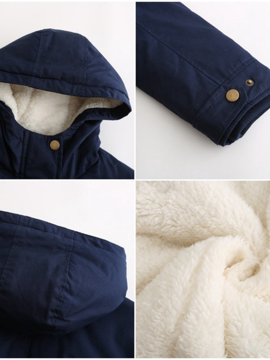 Cotton Solid Color Hooded Thick Plush Cotton Clothes