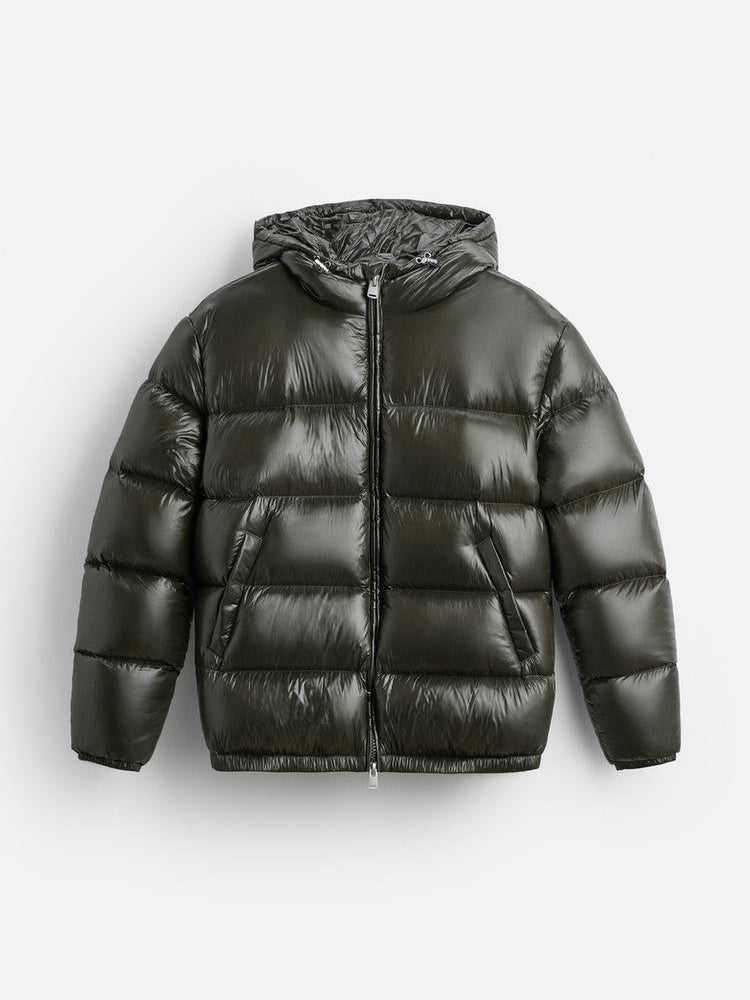 Thermal Hooded Solid-Color Sports Puffer Jacket