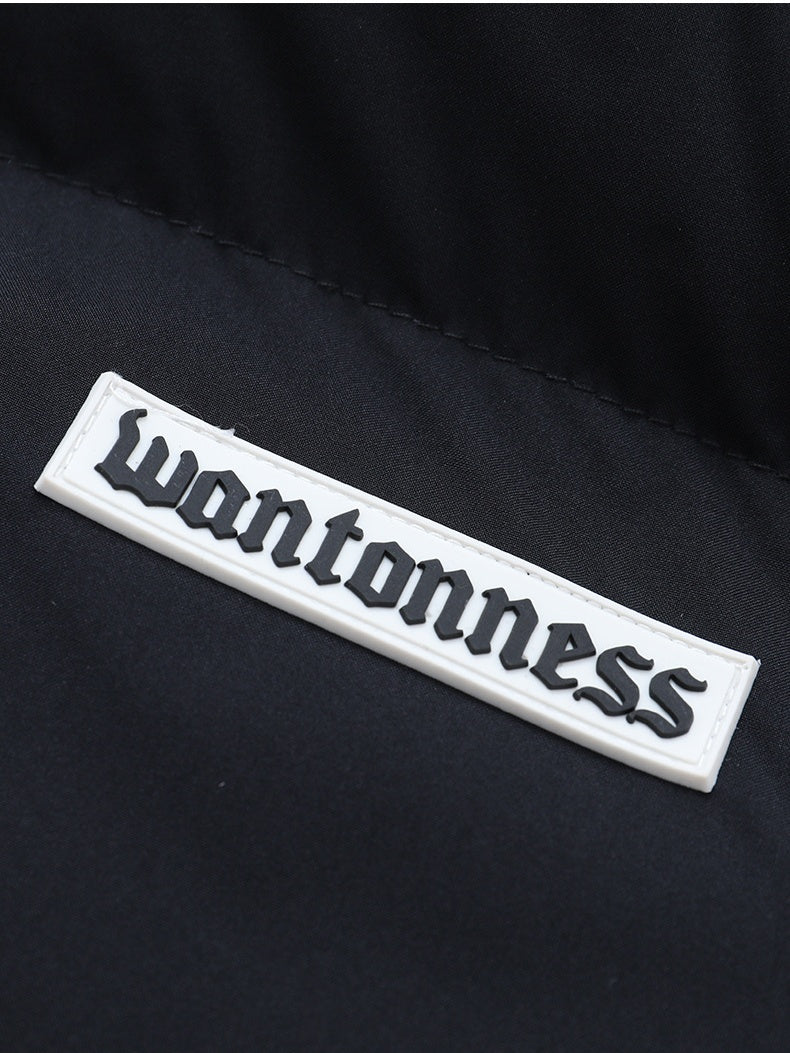 Stand-Collar Webbing-Trim Loose Thermal Puffer Jacket