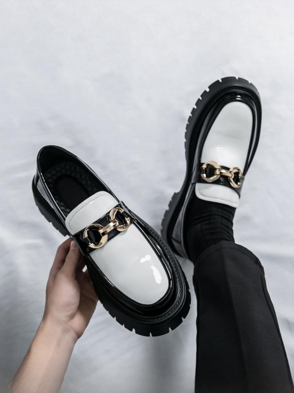 Metal Buckle Platform Slip-on Loafers