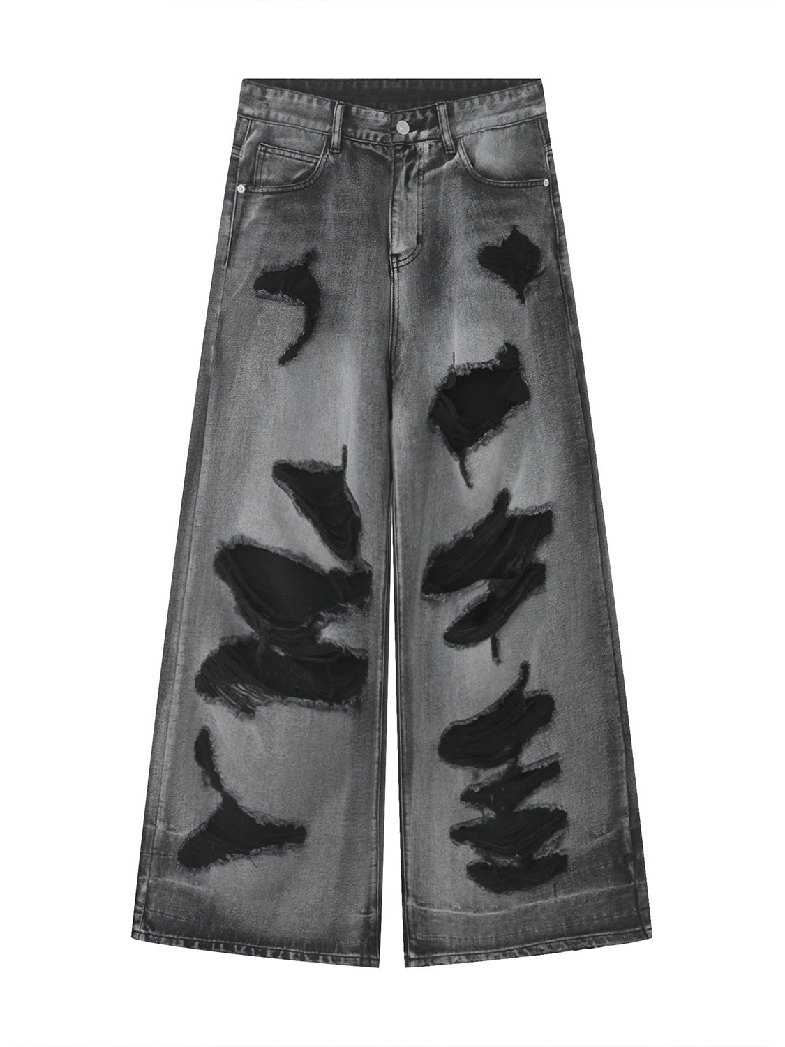 Hole Wide-leg Straight-fit Loose-fit Vibe Jeans