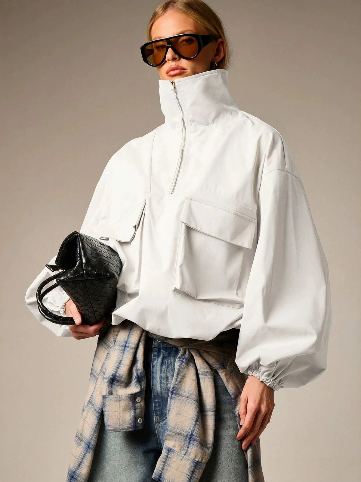 Workwear Style Long-sleeved Coat