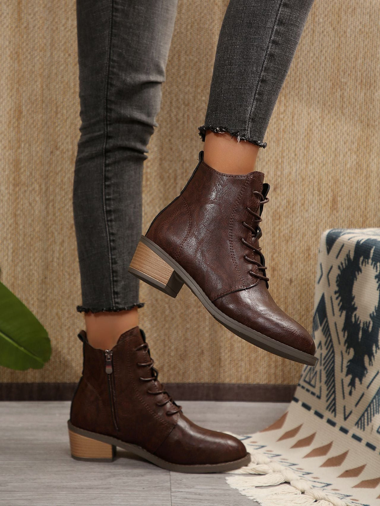 Side Zip Lace-up Retro Martin Boots