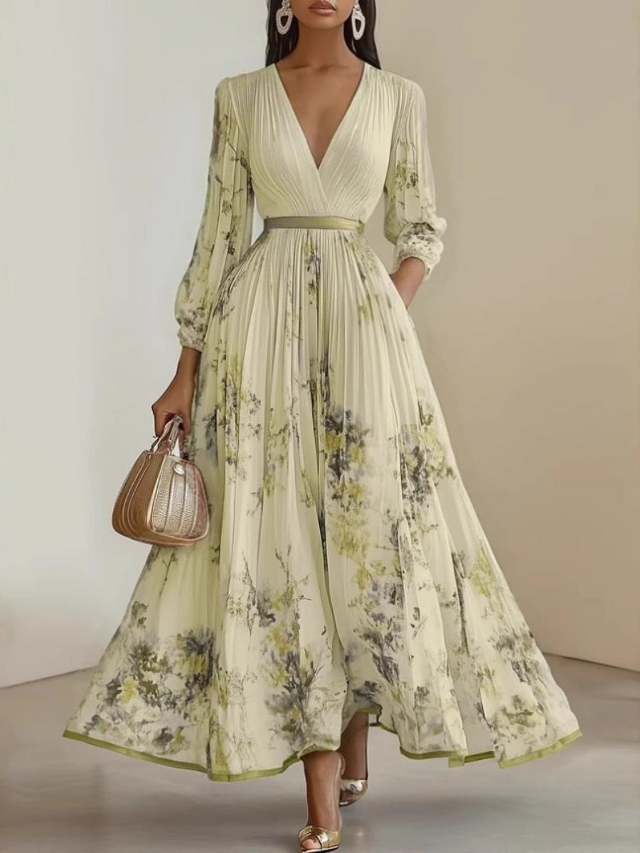 Zipper Plants And Flowers Maxi Dresses