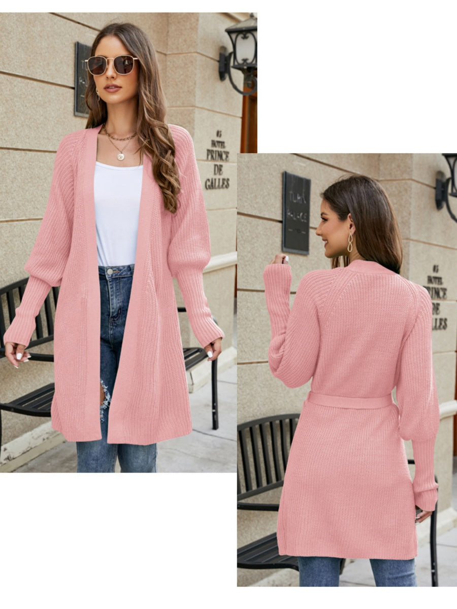 Liber Autumn Women's Plain stitch Mid-length Cardigans Coat