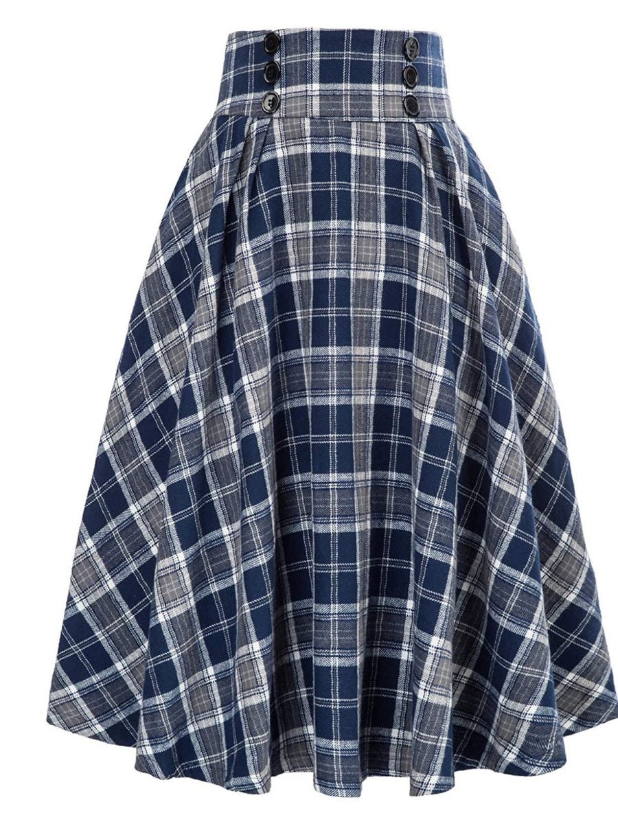Liber Autumn Women's High waist Plaid Skirts