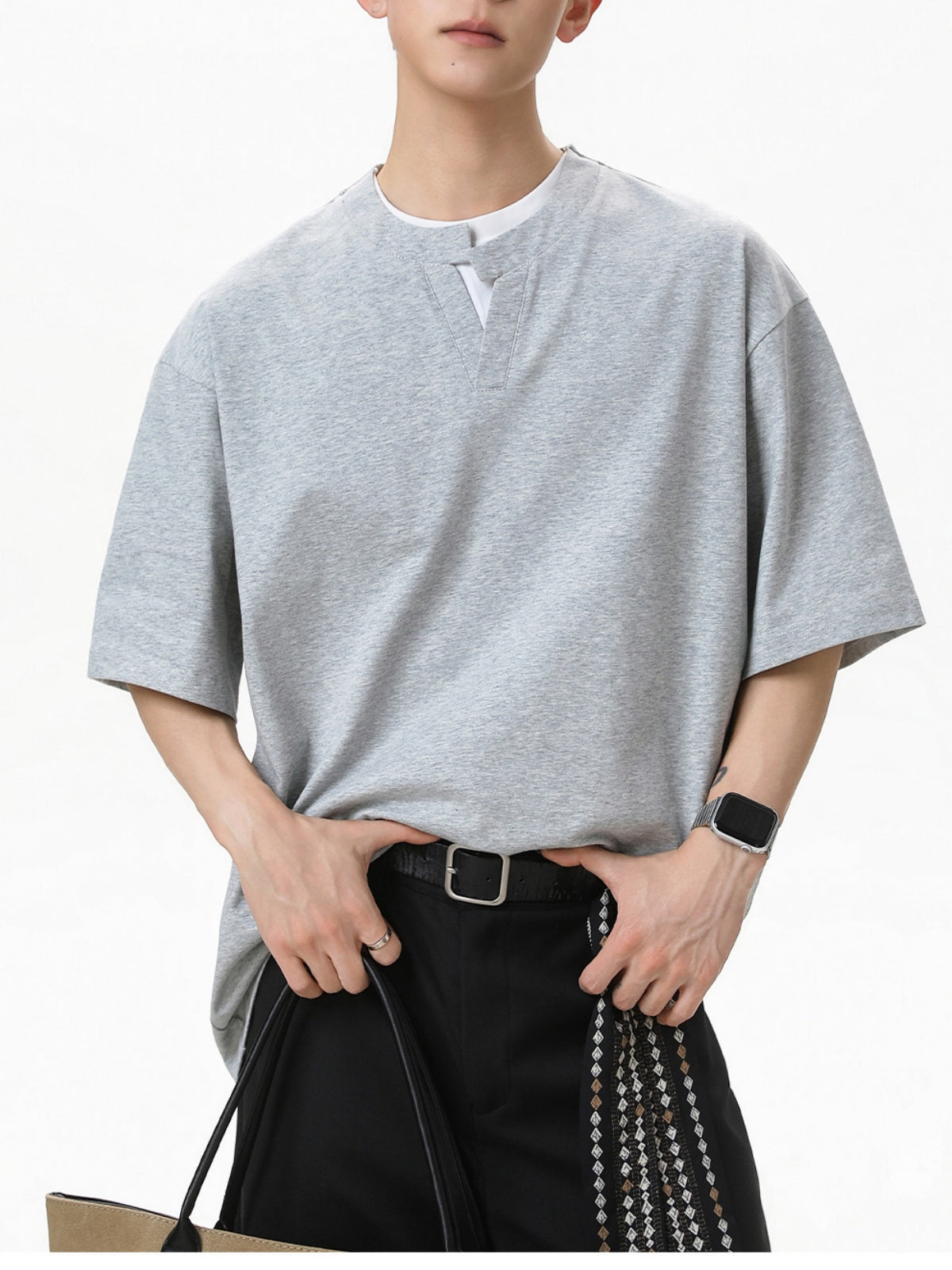 Simplicity Layered-look Loose-fit Asymmetrical T-shirts