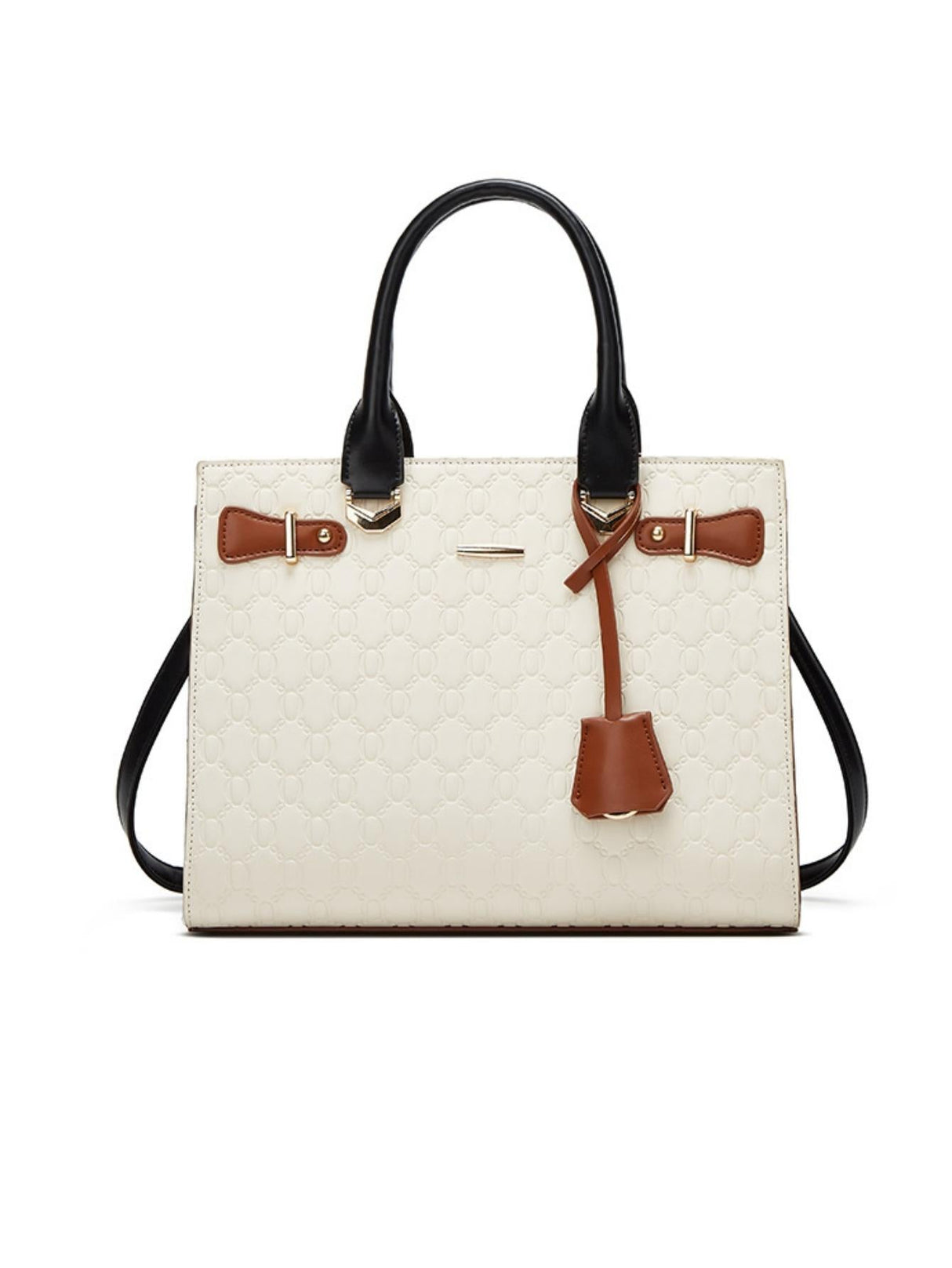 Color-blocked Embossed Tote Bag Set (4 Pieces)