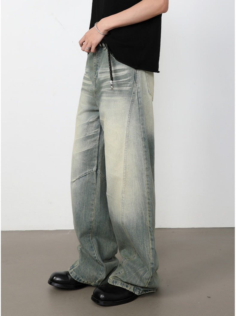 Retro Washed Patchwork Distressed Jeans