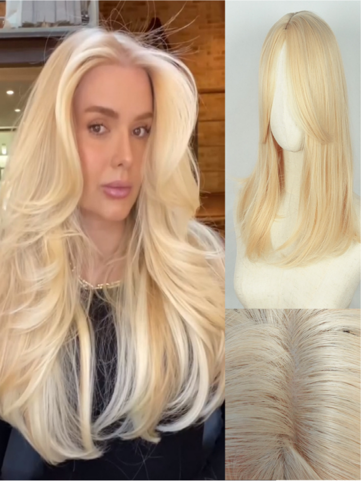 Invisible, Seamless Synthetic Long Wig That Covers Gray Hair