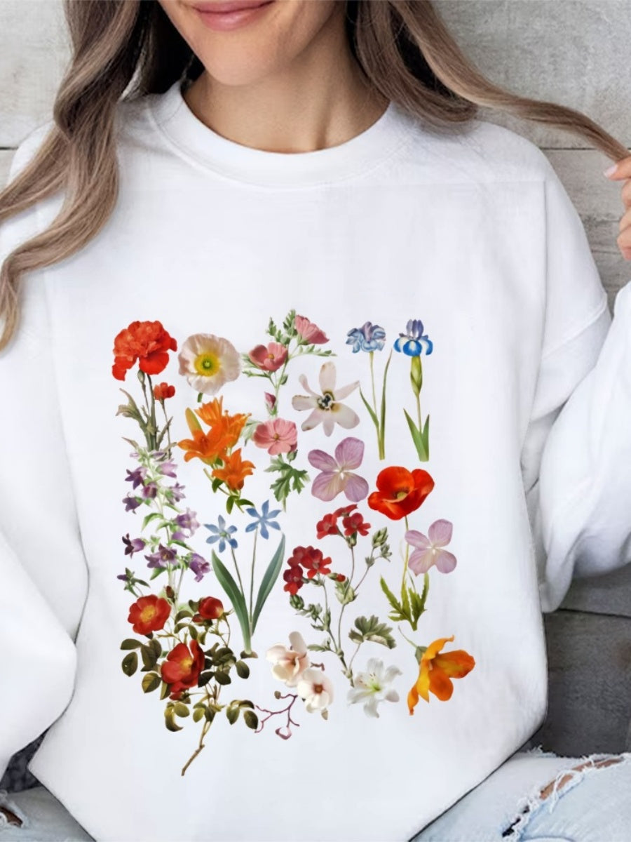 Flower Head Printed Sweatshirt