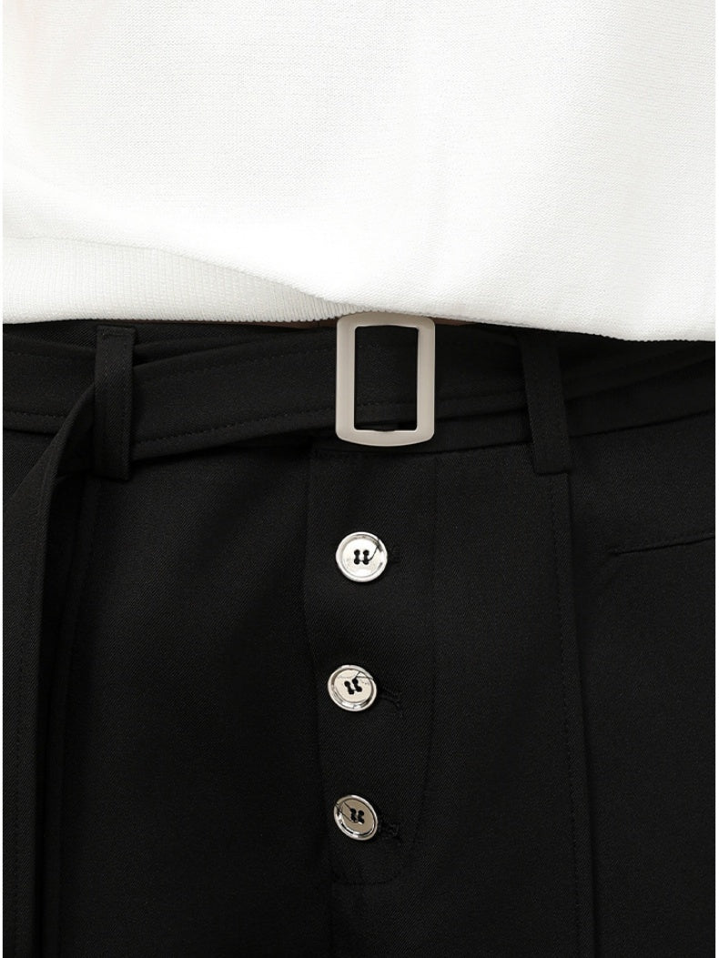 Stereo Multiple Buttons Straight-fit Dress Pants Pants