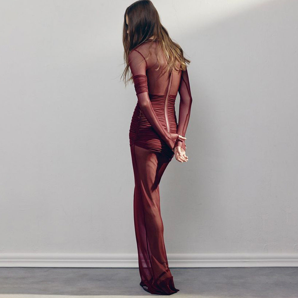 Fashionable And Sexy Mesh See-through Long Dress