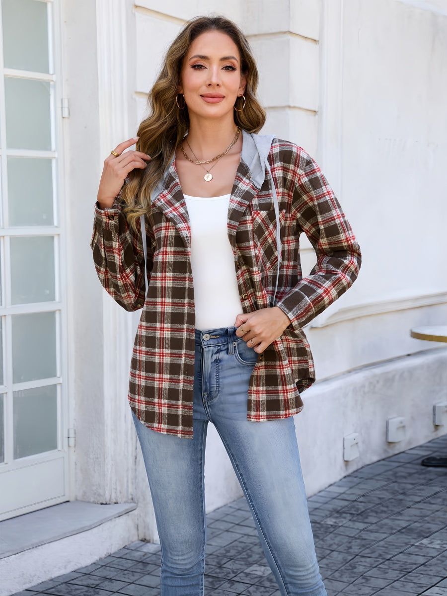 Woolen Plaid Button Jacket