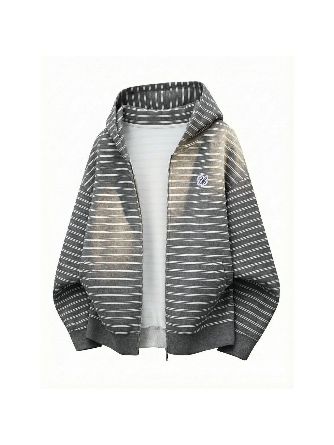 Kastenförmige Kapuzenpullover mit horizontalen Streifen in Farbblöcken