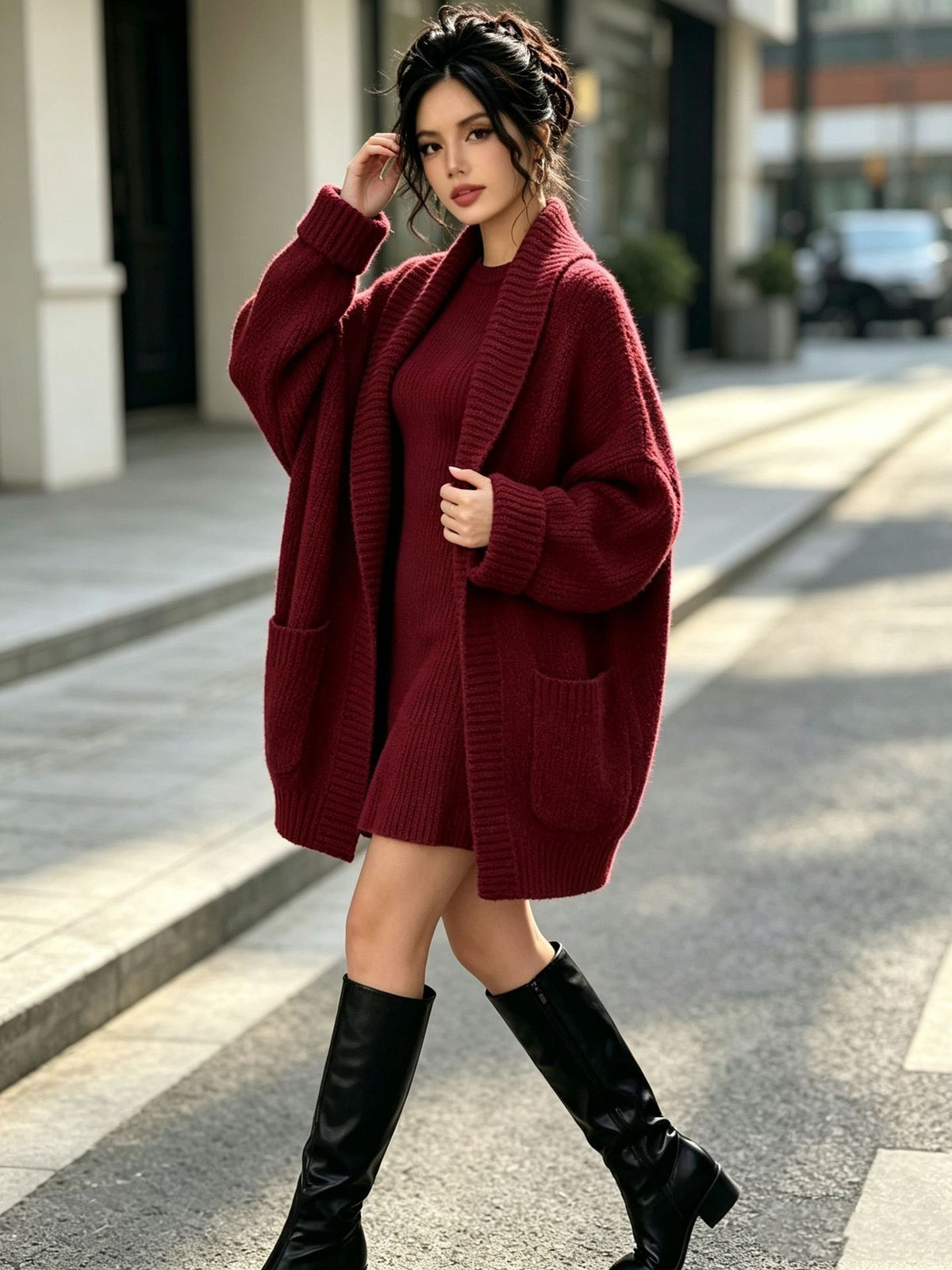 Autumn/Winter Loose Knit Cardigan Set