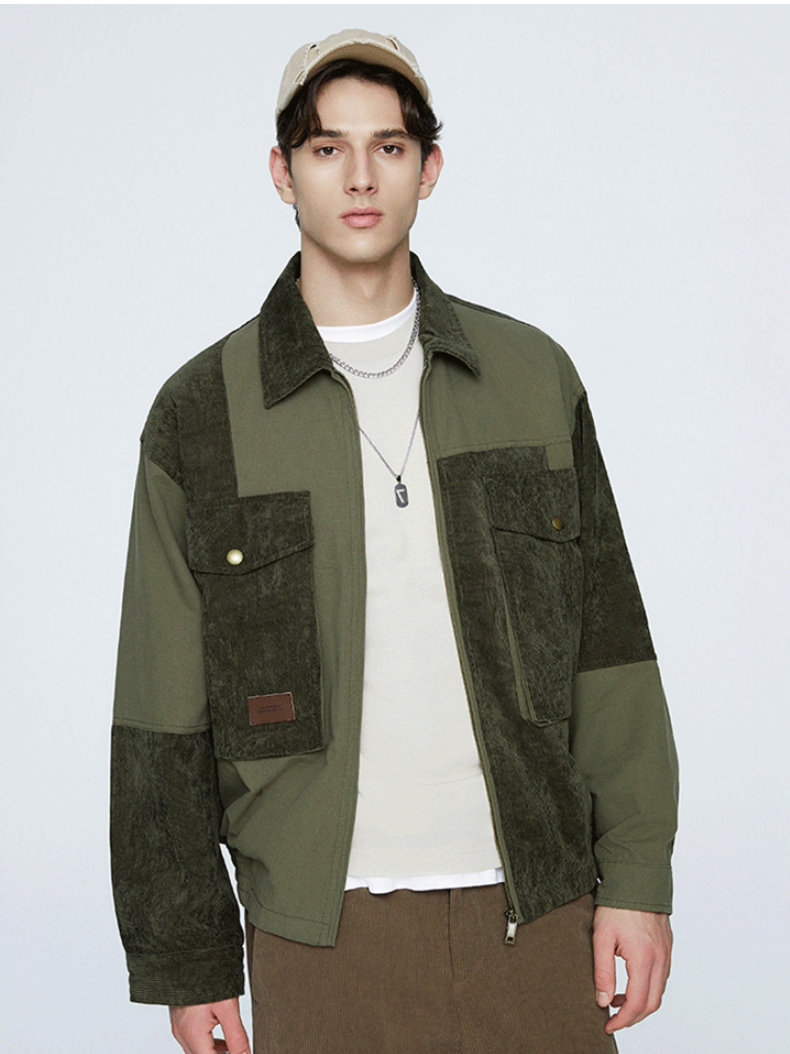 Splicing Contrasting Colors Design Outdoor Leisure All-match Lightweight Work Jacket