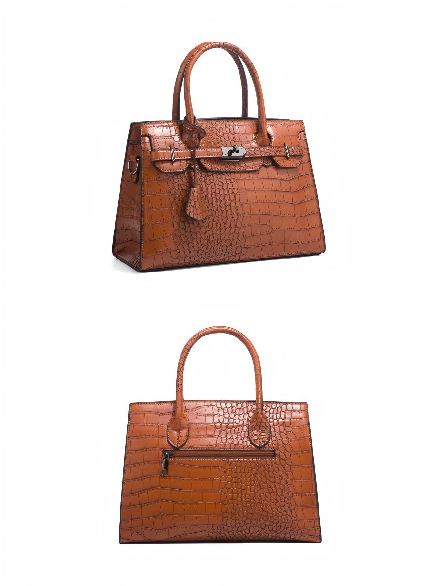 Crocodile-print Handbag 3-piece Set