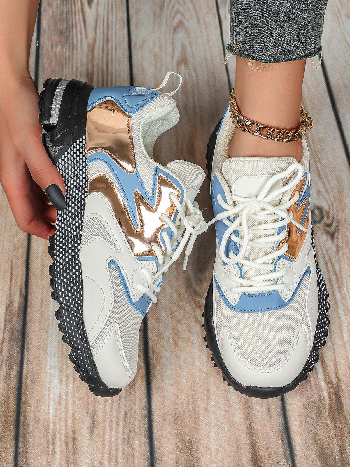 Color-blocked Platform Women's Casual Sneakers
