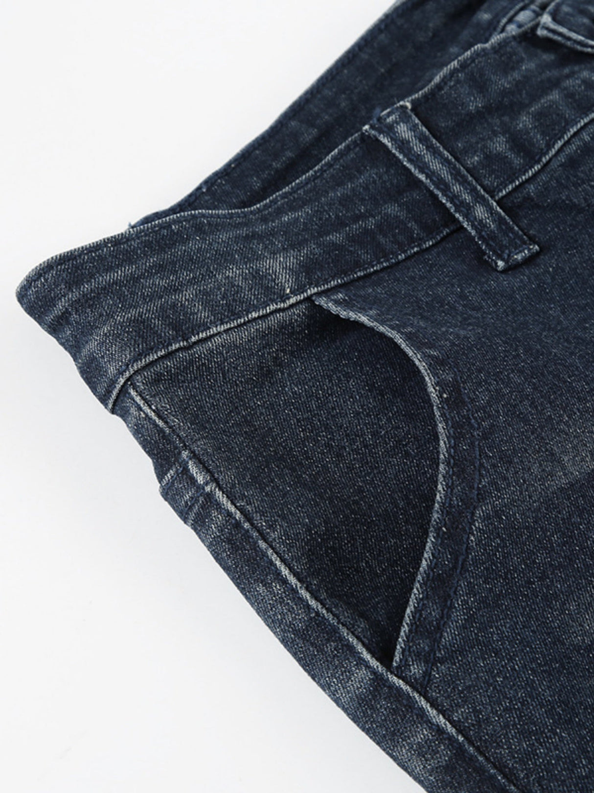 Low-rise Micro-flared Distressed Wash Buttons Jeans