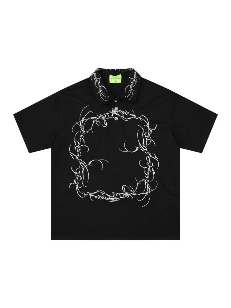 Graffiti Embroidery Loose-fit POLO Shirt