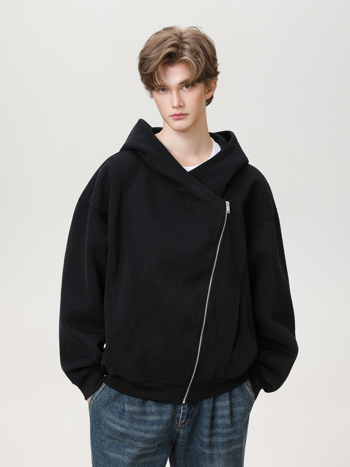 Irregular Zipper Hoodie Jackets