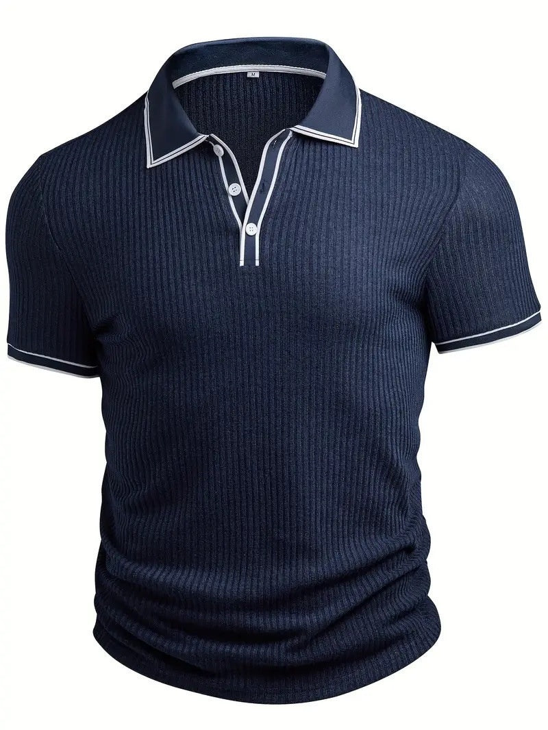Color Matching Stripes Polo Shirt