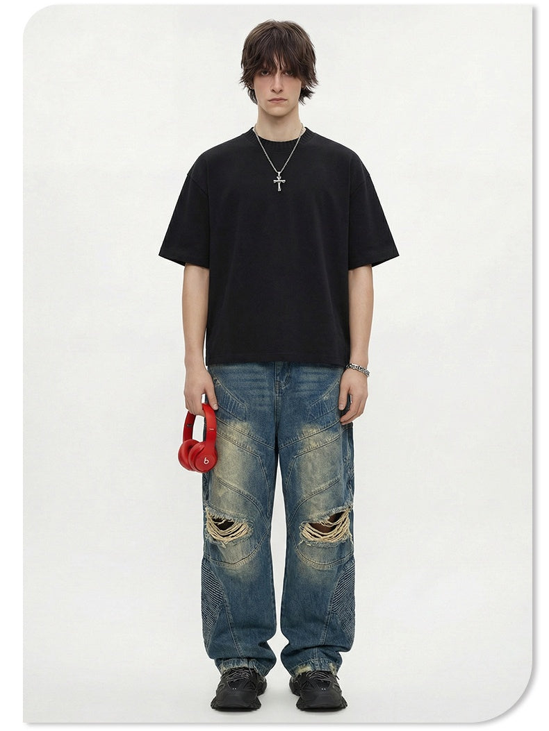 Color-blocked Cropped T-shirt