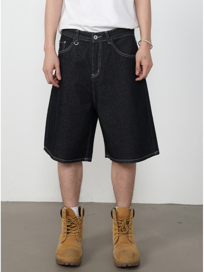 Retro Five Points Loose-fit Leisure Denim Shorts