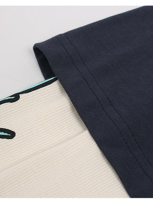 Liber Autumn Neutral wear Color matching Printed T-shirts