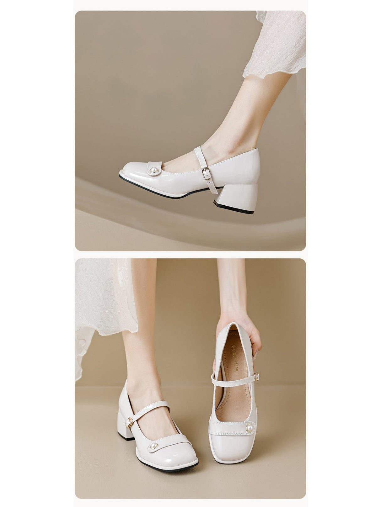 Liber Spring and Autumn Pearl Women's Mary Jane Shoes