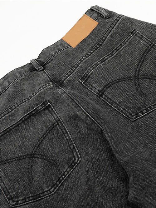 Punk Distressed Washed Patchwork Denim Pants