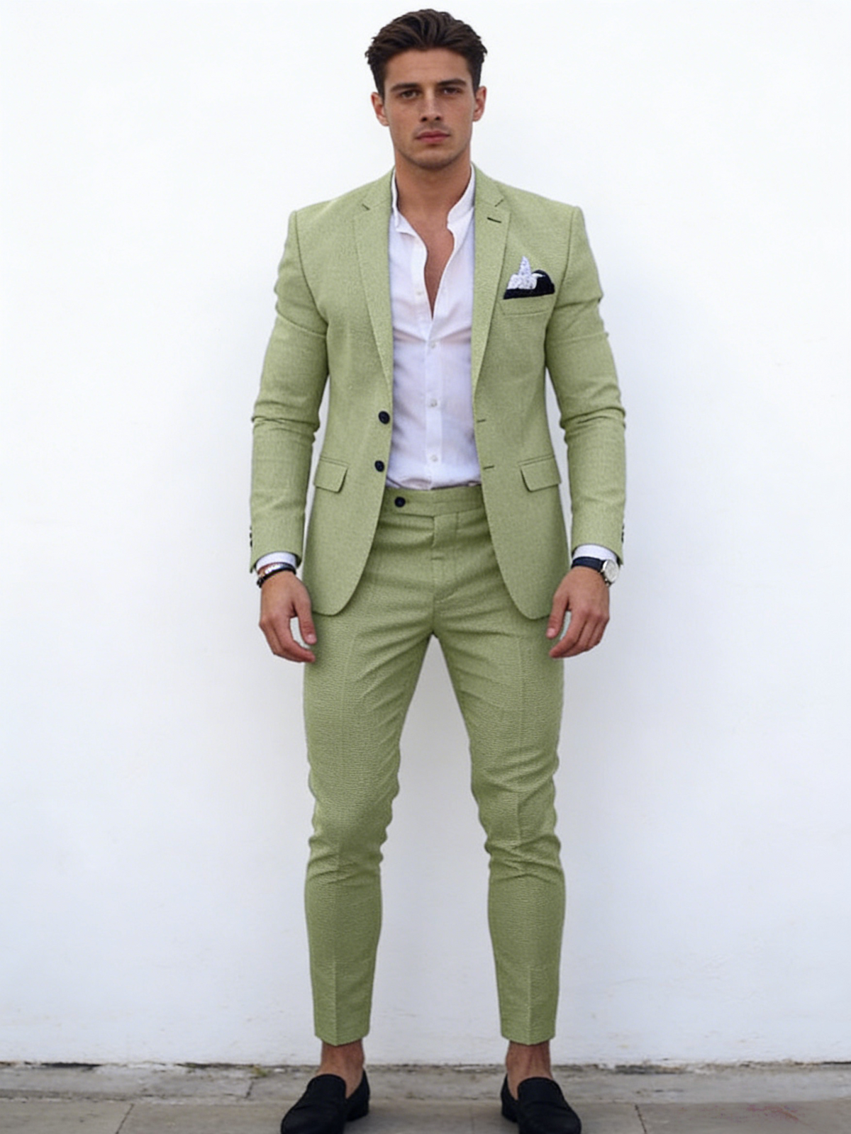 Flax Solid Color Suit Set 2-piece Sets