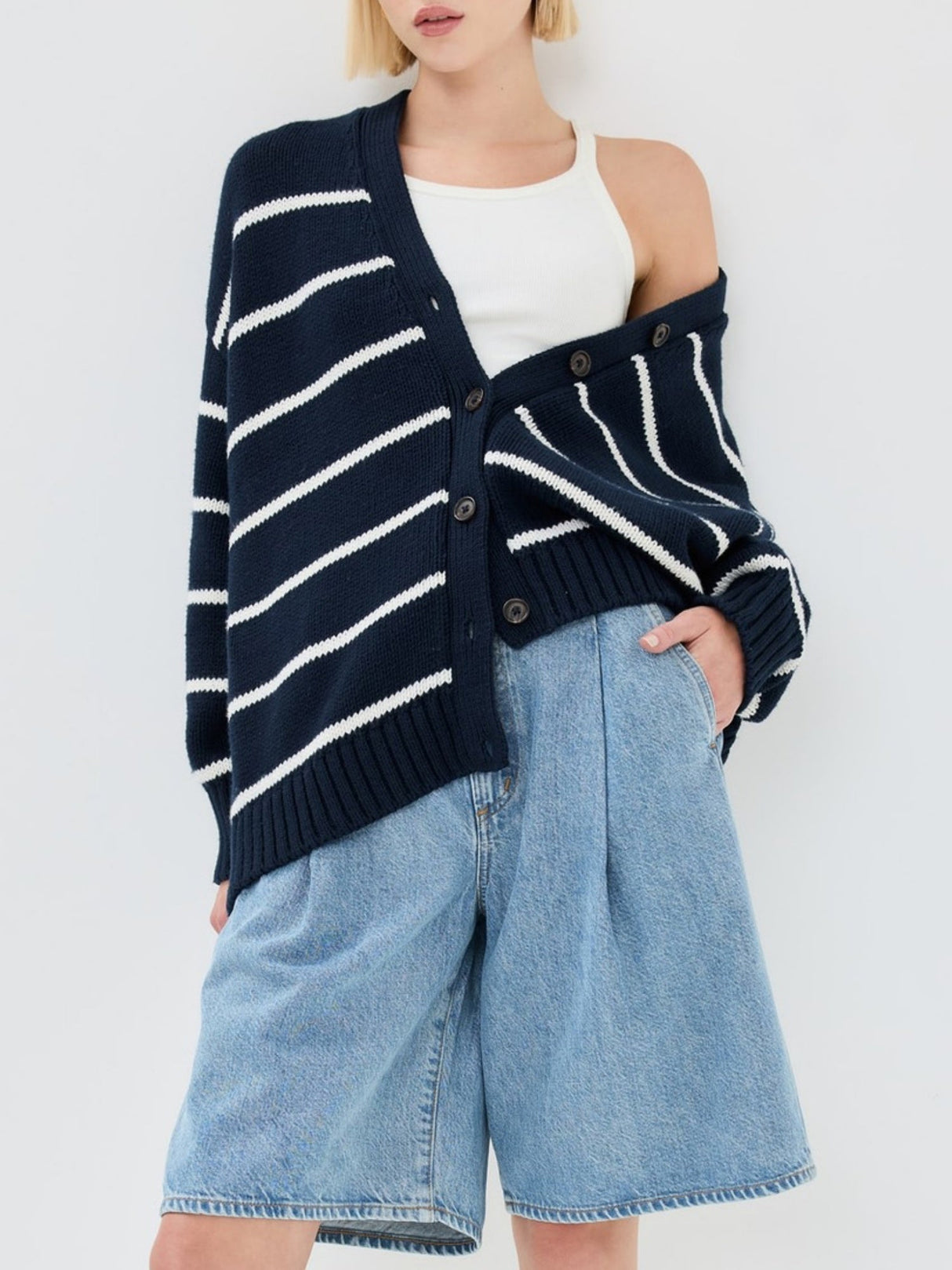 Liber Buttons Contrasting Colors Color Matching Cardigans