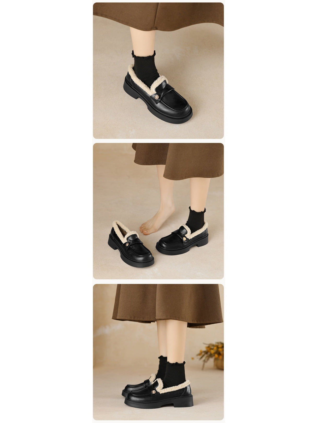 Liber Spring and Autumn Thick-soled Metal Buckle Women's Loafers