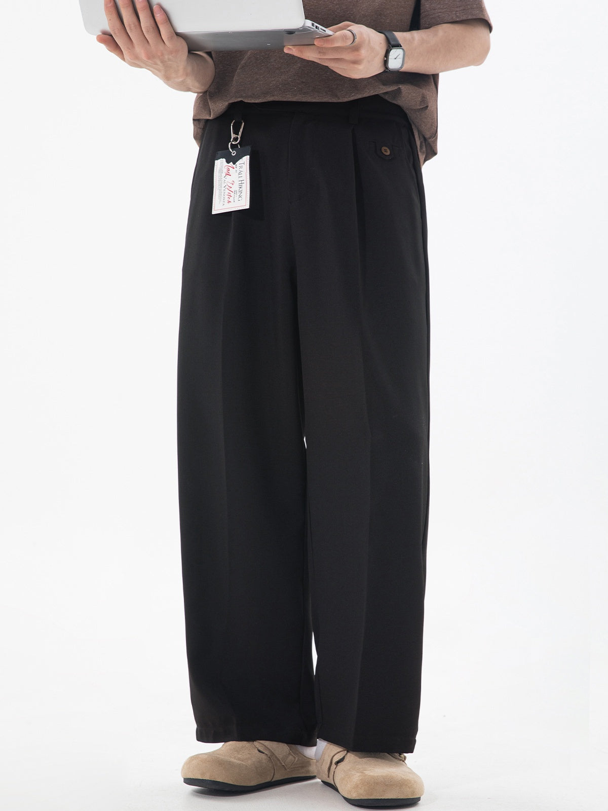 Gathering Old Money Style Nine Points Dress Pants Pants