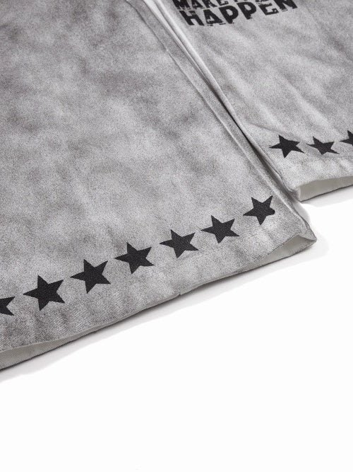 Post-apocalyptic Heavy Industry Distressed Wide-leg Punk Letter Printed Straight-fit Cargo Trousers