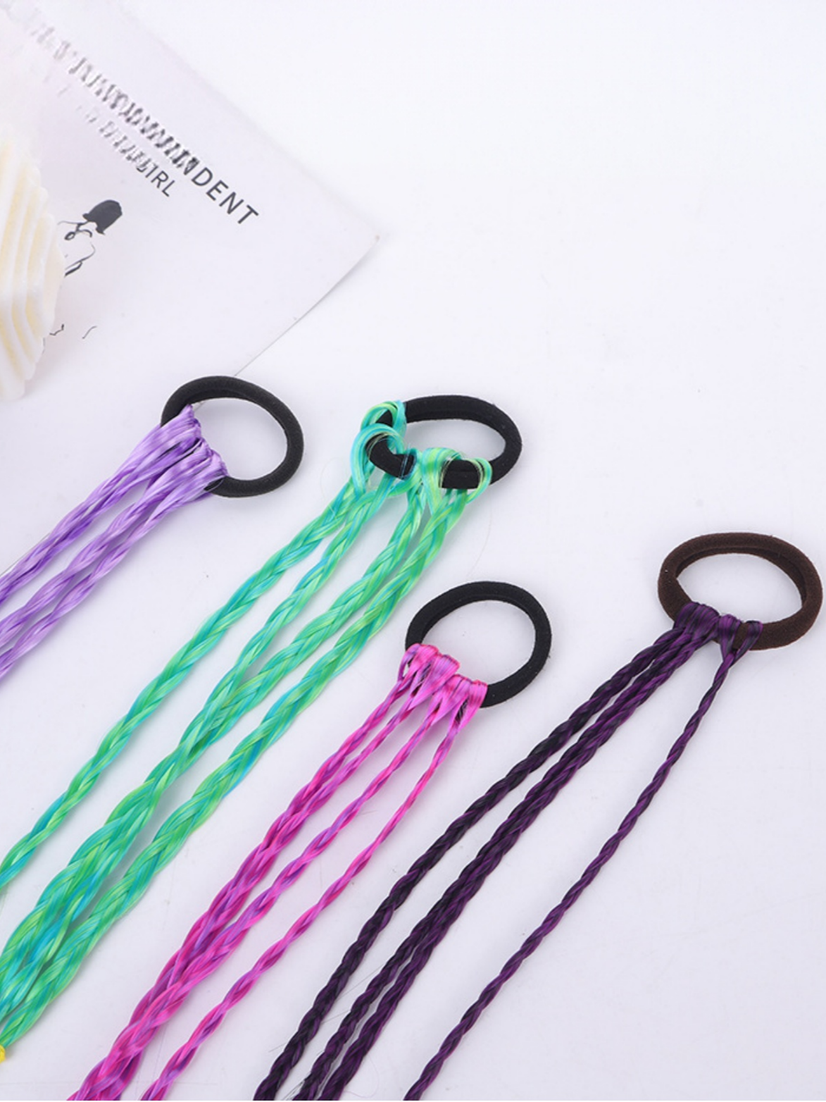 10-piece Set Of Colorful Braided Ponytail Wigs