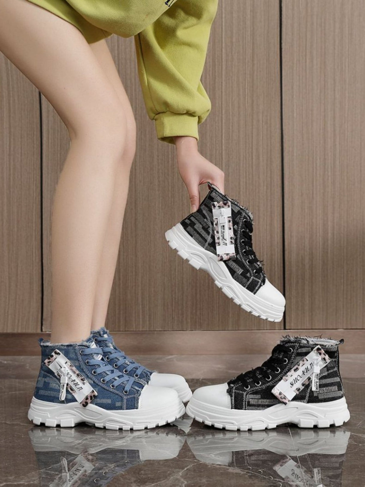 Denim High-top Casual Sneakers